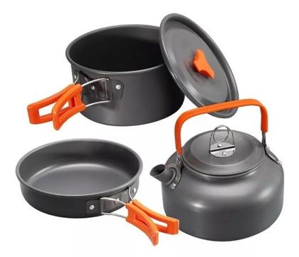 Imagem de Kit Conjunto Panelas Compactas Camping Ds-308 Com Chaleira