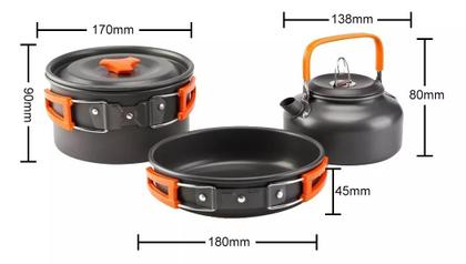 Imagem de Kit Conjunto Panelas Compactas Camping Ds-308 Com Chaleira