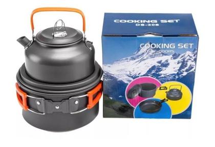 Imagem de Kit Conjunto Panelas Compactas Camping Ds-308 Com Chaleira