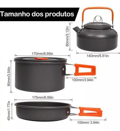 Imagem de Kit Conjunto Panelas Compactas Camping Ds-308 Com Chaleira