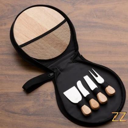 Imagem de Kit Conjunto Para Queijos Tábua Facas Garfo Espátula Inox