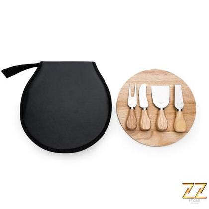 Imagem de Kit Conjunto Para Queijos Tábua Facas Garfo Espátula Inox
