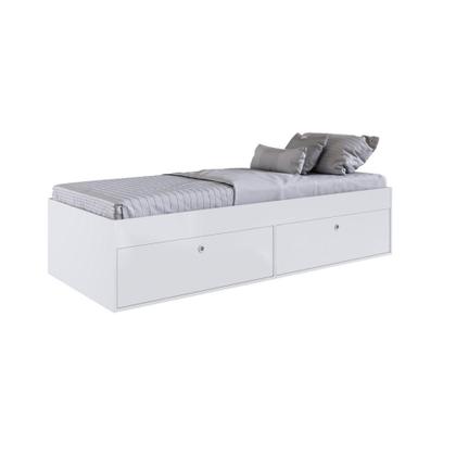 Imagem de Kit Conjunto Quarto Juvenil Cama 80 Solteiro 4 Portas Mesa de Cabeceira Guarda Roupa Espelho Branco