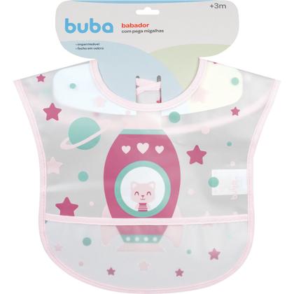 Imagem de Kit conjunto refeição infantil introdução alimentar bebe papinha com talher copinho e babador foguete buba