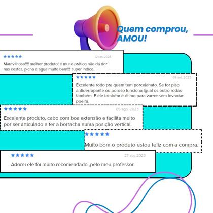 Imagem de Kit conjunto rodo twister 48cm com cabo alumínio telescópico bralímpia