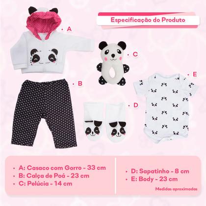 Imagem de Kit Conjunto Roupinha Para Bebê Reborn 4 Peças + Pelúcia