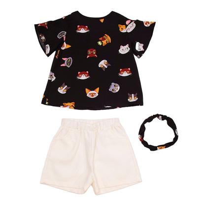 Imagem de Kit Conjunto Shorts E Bata Estampada E Faixa De Cabelo