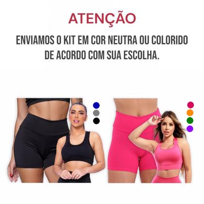 Imagem de KIT conjunto TOP Alça MÉDIA bojo + SHORT Leg LEGGING BÁSICO Feminino Academia Corrida 1076