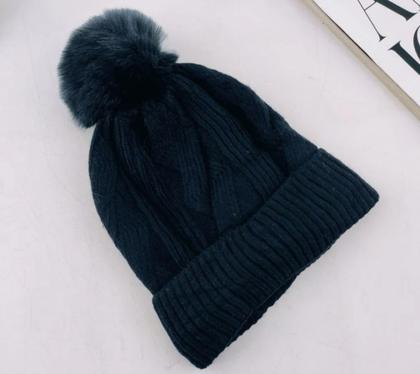 Imagem de Kit Conjunto Uma Touca + Um Par de Luva Gorro Forrado Chapéu de Lã Com Pompom