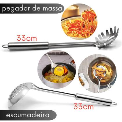 Imagem de Kit Conjunto Utensílios de Inox 10 peças Jogo de Cozinha