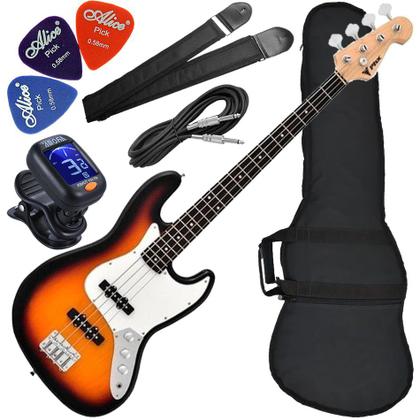 Imagem de Kit Contrabaixo PHX JB 3TS Jazz Bass 4 Cordas Sunburst Bx01