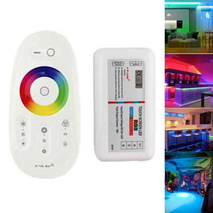 Imagem de Kit Controladora Com Controle Remoto Sem Fio RGB (Colorido) Touch Screen para Fita de Led e Luminária De Piscina RGB