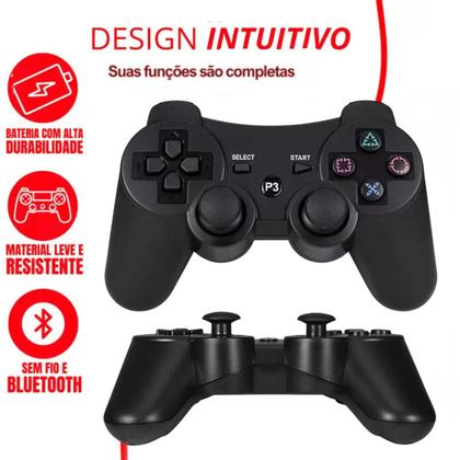 Imagem de KIT Controle Sem Fio Compativel Ps3 Pc Gamer Joystick Manete