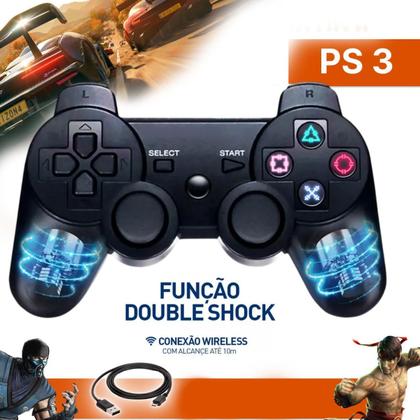 Imagem de KIT Controle Sem Fio Compativel Ps3 Pc Gamer Joystick Manete