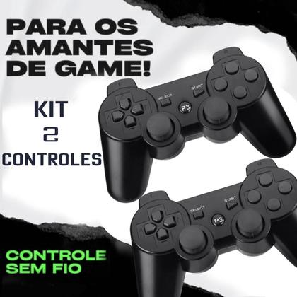 Imagem de KIT Controle Sem Fio Compativel Ps3 Pc Gamer Joystick Manete