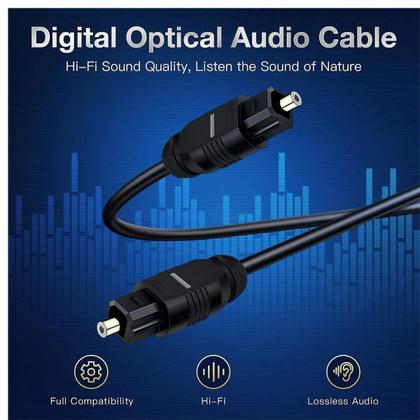 Imagem de Kit Conversor De Áudio Digital Para Rca + Cabo Óptico 2 Mts