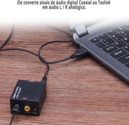 Imagem de Kit Conversor Óptico Coaxial Digital + Cabo Óptico Smart Tv
