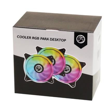 Imagem de Kit cooler com 3 para gabinete 12x12 cm com controle brazilpc bpc-kdl-argb