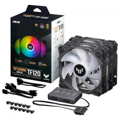 Imagem de Kit Cooler Gabinete ASUS TUF Gaming TF120 BLACK ARGB 3IN1 - 90DA0030-B00030