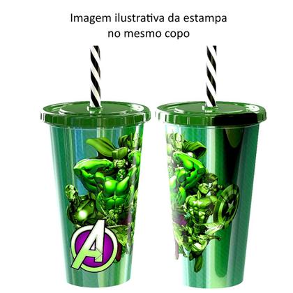 Imagem de Kit Copo Homem Aranha e Hulk Infantil com Canudo 5 de Cada