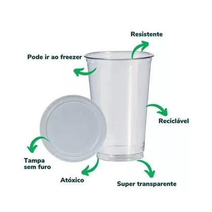 Imagem de Kit Copo Médio Descartável 440ml Para Viagem Com Tampa