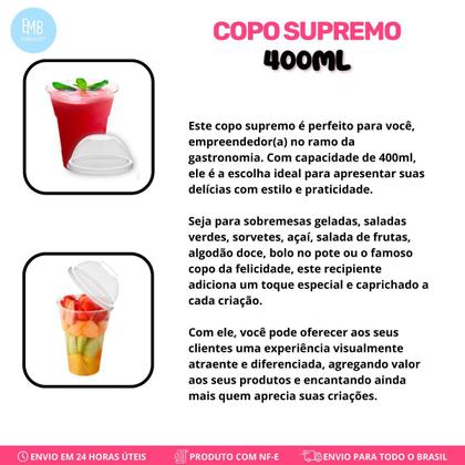 Imagem de Kit Copo Para Eventos Descartavel Com Tampa Bolha 400ml 120Un