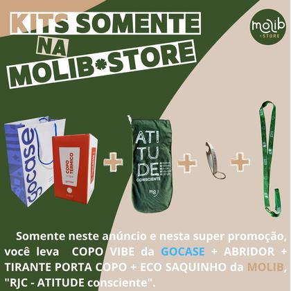 Imagem de KIT Copo Térmico GOCASE Vibe 470ml do FLUMINENSE com Tirante, Eco Saquinho e abridor Molib