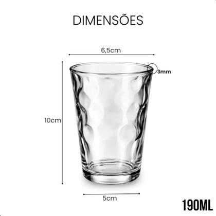 Imagem de Kit Copos de Vidro Bolinha 190ml para Água Suco Refrigerante e Drinks