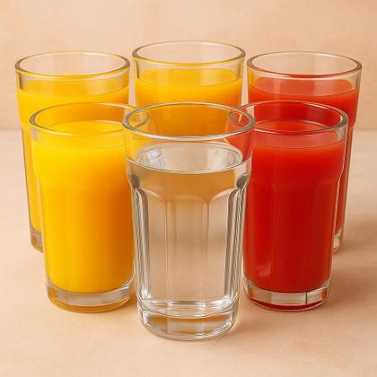 Imagem de kit Copos Vidro 360ml Suco Água Refri Kit C/ 6pcs Vidro Reforçado