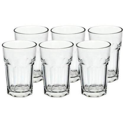 Imagem de kit Copos Vidro 360ml Suco Água Refri Kit C/ 6pcs Vidro Reforçado