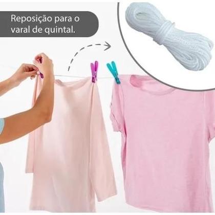 Imagem de Kit Corda Para Varal 15 Metros 3 Mm Forte Resistente Com Ganchos Kit Completo