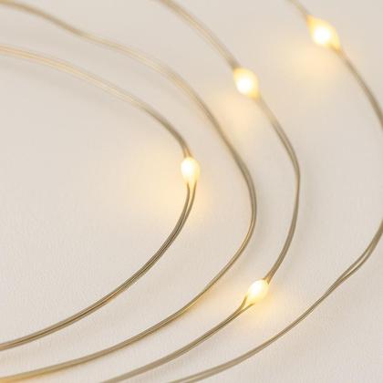 Imagem de Kit Cordão de Luz LED 2 Metros 20 LEDs Branco Quente Flexível Portátil com 2 Pilhas AA Incluso  Ideal para Decoração de Ambientes