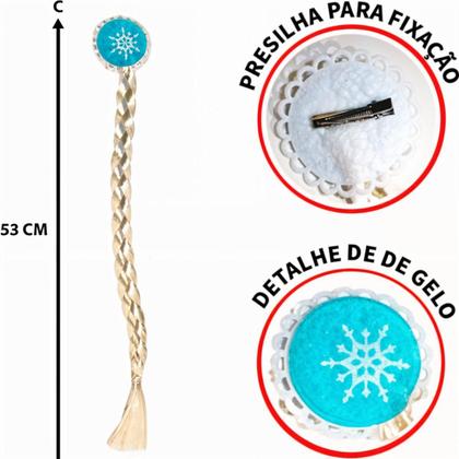 Imagem de Kit Coroa de Princesa Infantil Tiara Coroa Varinha Mágica e Trança pra Menina