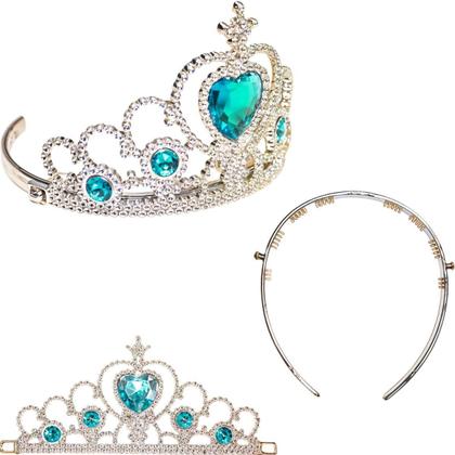 Imagem de Kit Coroa de Princesa Infantil Tiara Coroa Varinha Mágica e Trança pra Menina