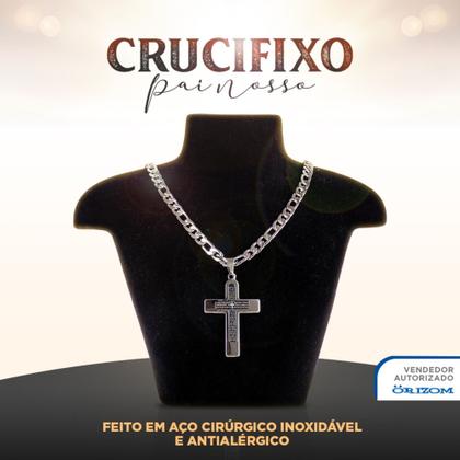 Imagem de Kit Corrente masculina Prata Crucifixo Com Pulseira  Aço Inox  presente correntinha resistente