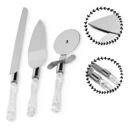 Imagem de Kit Cortadores de Pizza e Bolo 3 Peças em Aço Inox - Quanhe