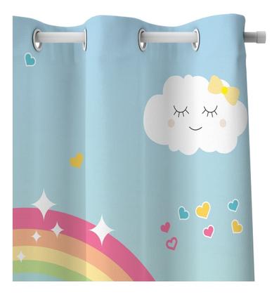 Imagem de Kit Cortina + 3 Capas Almofadas Infantil Chuva De Amor