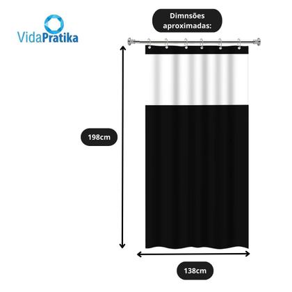 Imagem de Kit Cortina Box Banheiro Antimofo + Varão Suporte De Cortina