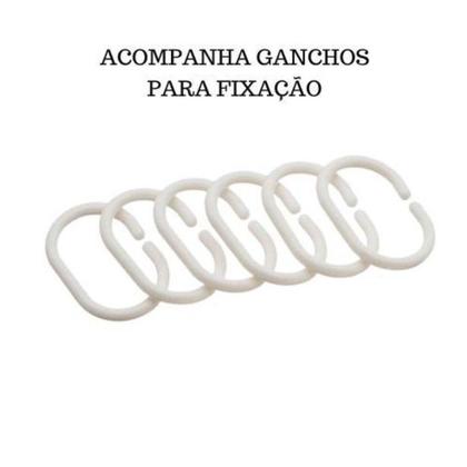 Imagem de Kit Cortina Box para Banheiro com Varão Extensível Suporte Antimofo e Ganchos Diversas Cores