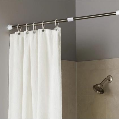 Imagem de Kit Cortina Box para Banheiro com Varão Extensível Suporte Antimofo e Ganchos Diversas Cores