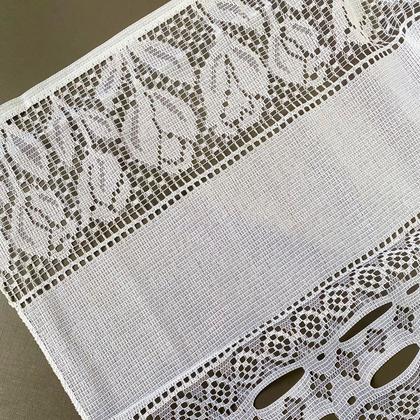 Imagem de Kit Cortina De Cozinha Em Renda Para Janela e Pia Armário Balcão de Renda Tulipa