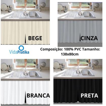 Imagem de KIT cortina PIA + Varão em aluminio 90cm até 140cm - bege