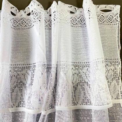 Imagem de Kit Cortina Renda para Janela e Pia Armário Balcão e Toalha Trilho Caminho de Mesa 40x160 Decoração Tulipas