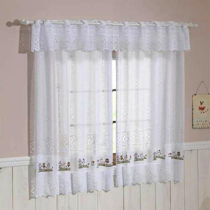 Imagem de Kit Cortinas de Renda Para Janela e Pia da Cozinha Corujinha