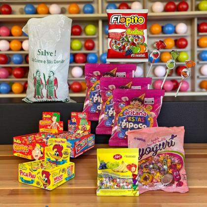 Imagem de Kit Cosme e Damião TOP com 50 Saquinhos Doces Crianças