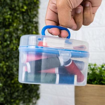 Imagem de Kit Costura Com Linhas 10 Linhas Coloridas Agulha Tesoura