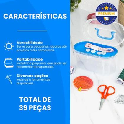 Imagem de Kit Costura Com Linhas 10 Linhas Coloridas Agulha Tesoura
