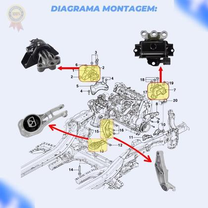 Imagem de Kit Coxim Motor Cambio Manual Onix Prisma Spin Cobalt Sonic