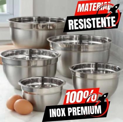 Imagem de Kit Cozinha 05 Tigelas de Potes Bowls em Aço Inox