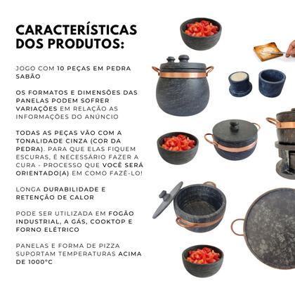 Imagem de Kit Cozinha 10 Pçs Pedra Sabão Panelas Pressão Grelha Mantegueira